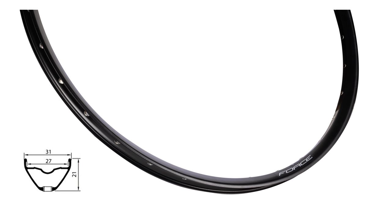 ráfek FORCE XC DISC 622x27, 32děr, černý ráfek FORCE XC DISC 622x27, 32děr, černý