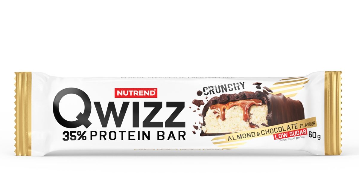 Nutrend tyčinka QWIZZ 35% PROTEIN BAR 60 g mandle+čoko Nutrend tyčinka QWIZZ 35% PROTEIN BAR 60 g mandle+čoko