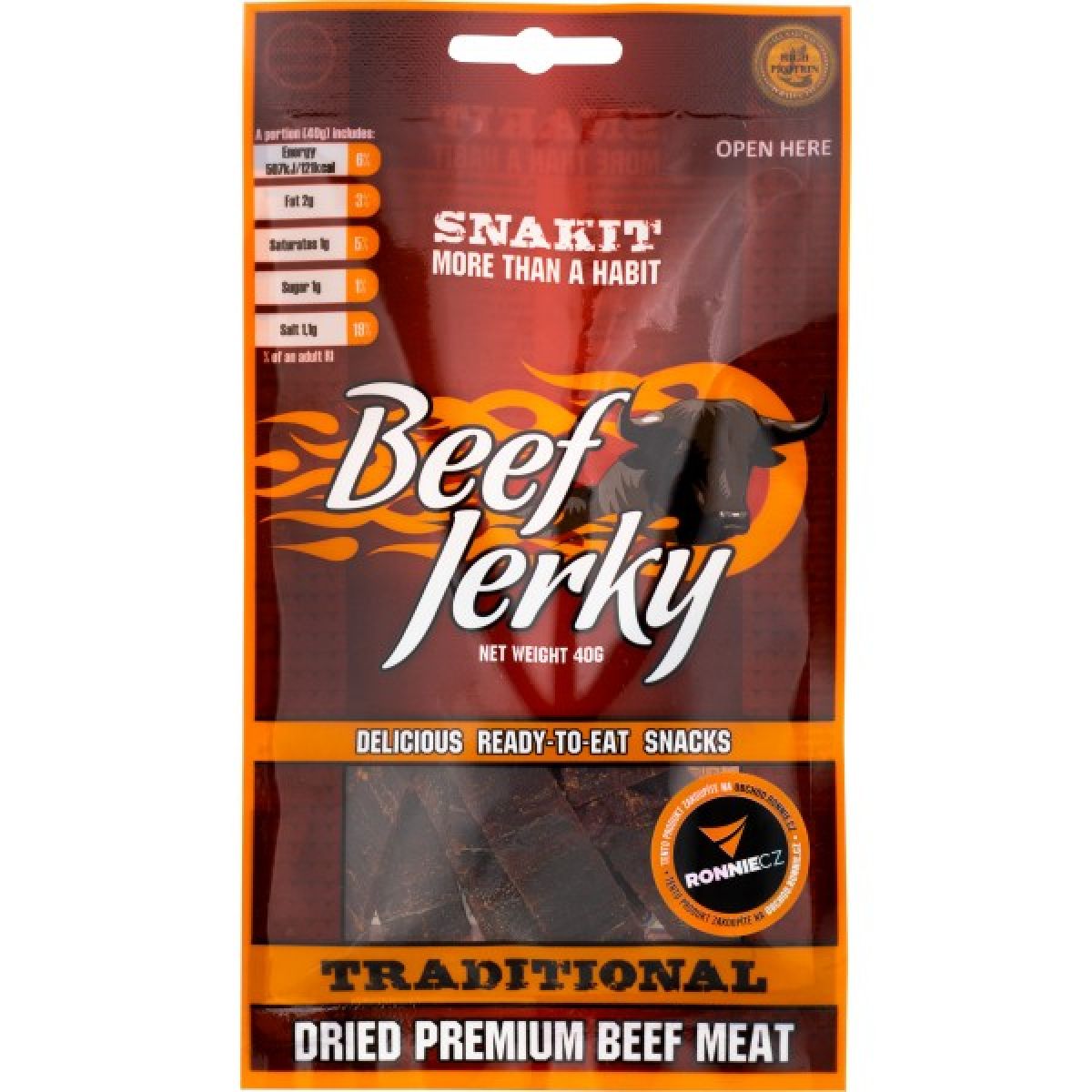 Sušené maso Snakit Beef Jerky - 40 g, BBQ Sušené maso Snakit Beef Jerky - 40 g, BBQ