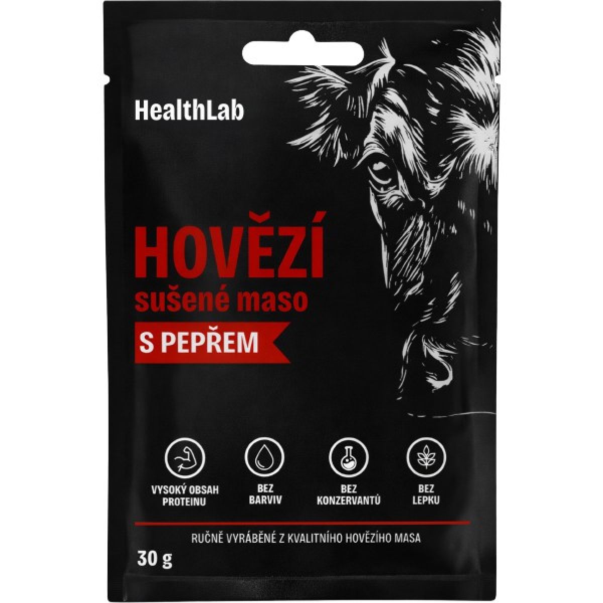 Sušené maso hovězí HealthLab - 30 g, teriyaki Sušené maso hovězí HealthLab - 30 g, teriyaki