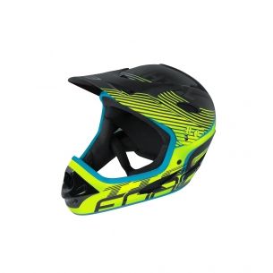 přilba FORCE TIGER downhill, černo-fluo