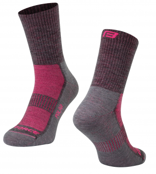 ponožky FORCE POLAR šedo-růžové L-XL/42-47