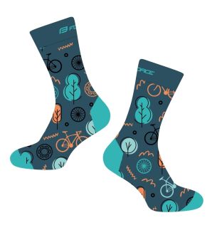 ponožky FORCE MINGLE, petrolejovo-černé L-XL/42-46