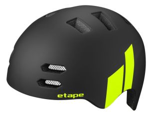 Etape – dětská cyklistická přilba BUDDY, černá/žlutá fluo mat