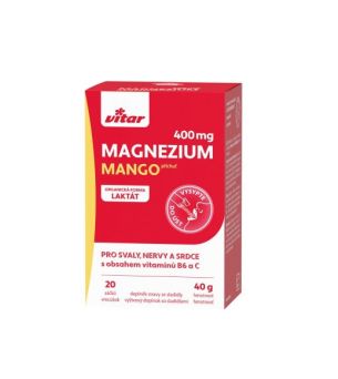 VITAR Magnézium 400 mg+vit B6+vit C,20 sáčků mango